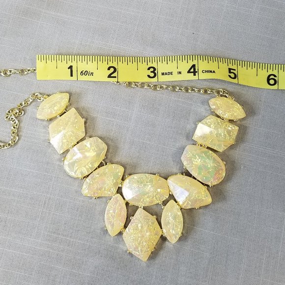 Fun and Funky Lemon Yellow Irridescent Costume Necklace - Picture 12 of 12